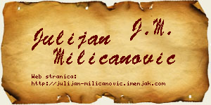 Julijan Milicanović vizit kartica